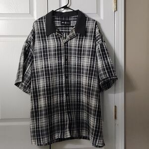 Blue Jazz black and white button down dress casual shirt Sz 4XL